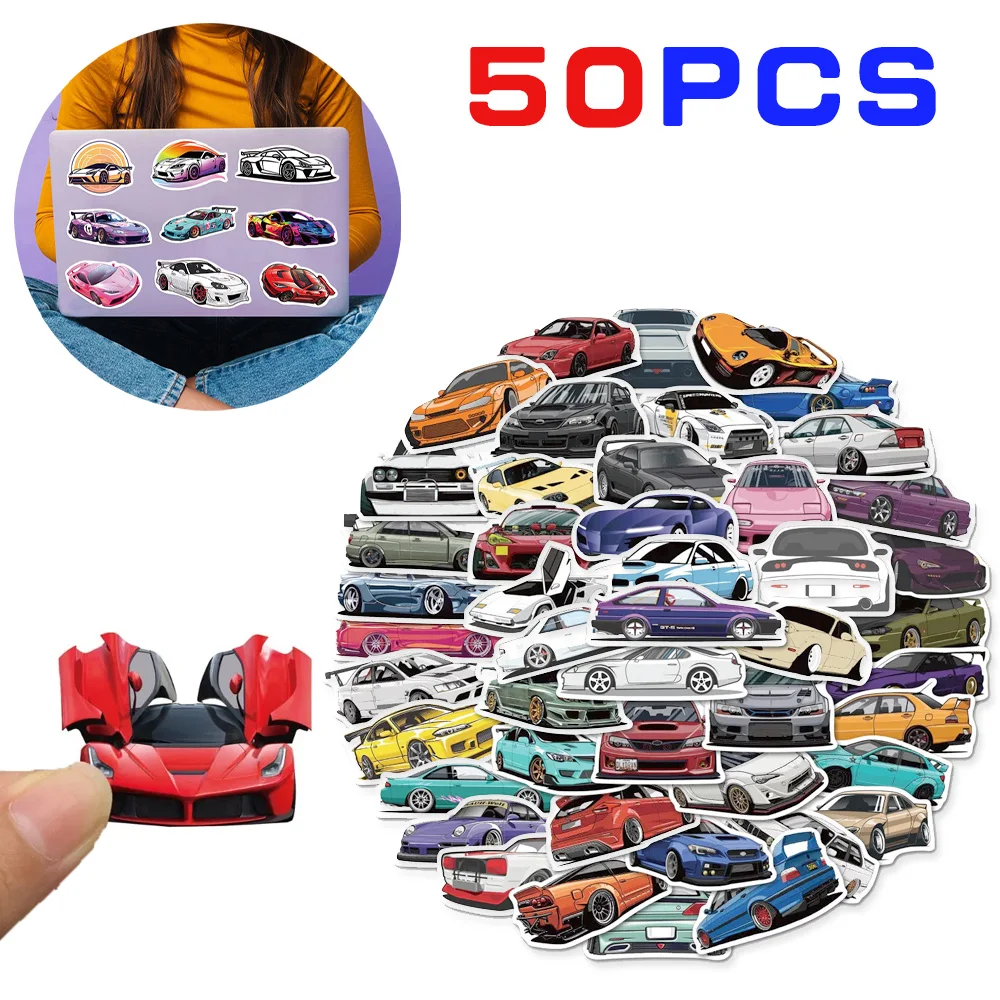 50pcs JDM Retrofit Racing Car Graffiti Stickers Laptop Guitar Suitcase Motorcycle Phone Sticker Decorative Toy for Kids