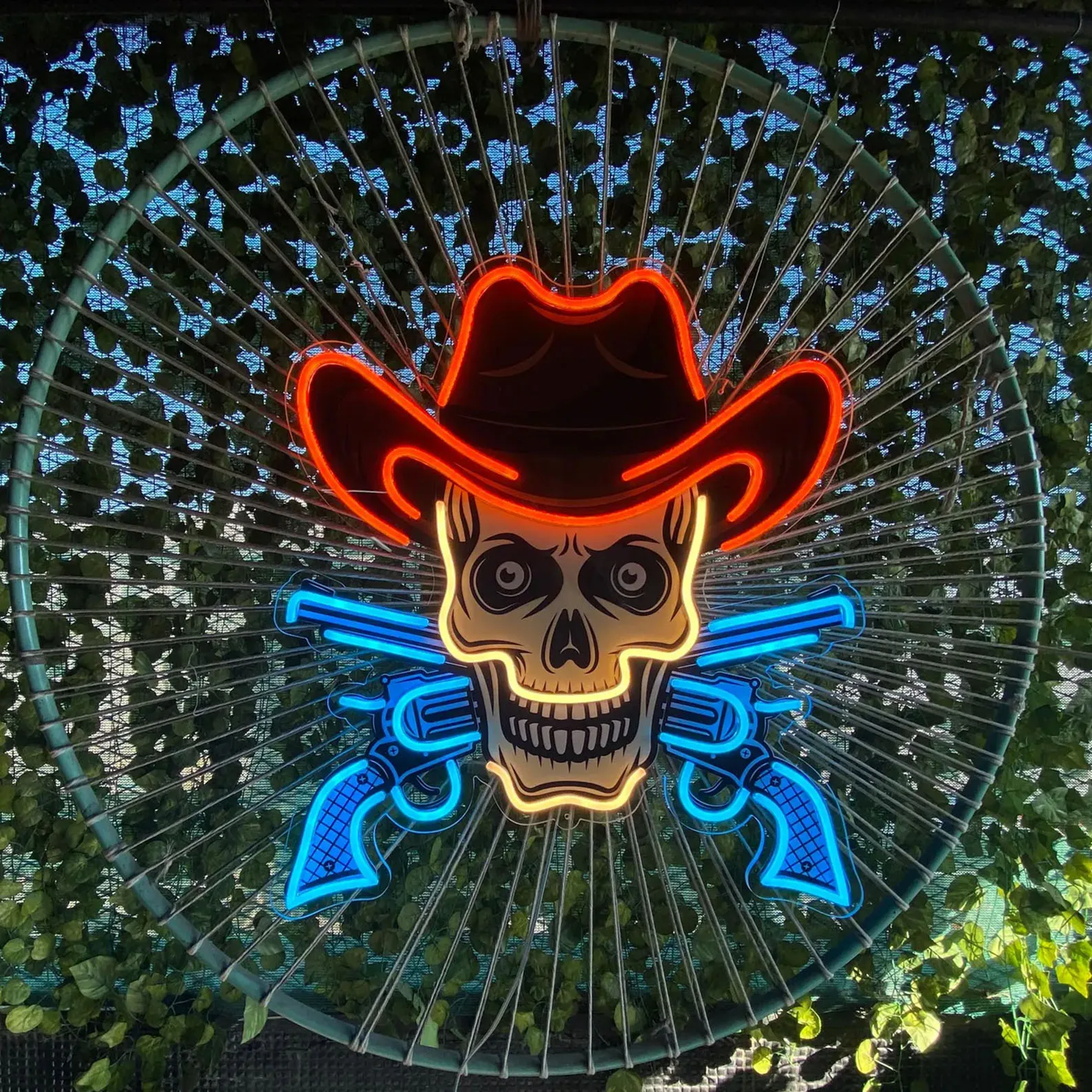 Custom Skeleton Cowboy UV Printed Neon Sign,Skull Cowboy Neon Decor,Cowboy Neon Sign,Skull Neon Sign,Game room & Man Cave Sign