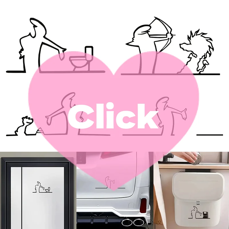 La Linea Minimalist Line Art Car Sticker Bumper & Window Door Wall Decal With Cartoon Character Design Home Car Decoration