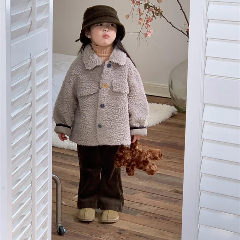 Girls Coat Jacket Cotton Outwear Windproof 2023 Grey Warm Thicken Plus Velvet Winter Fleece Children's Clothing