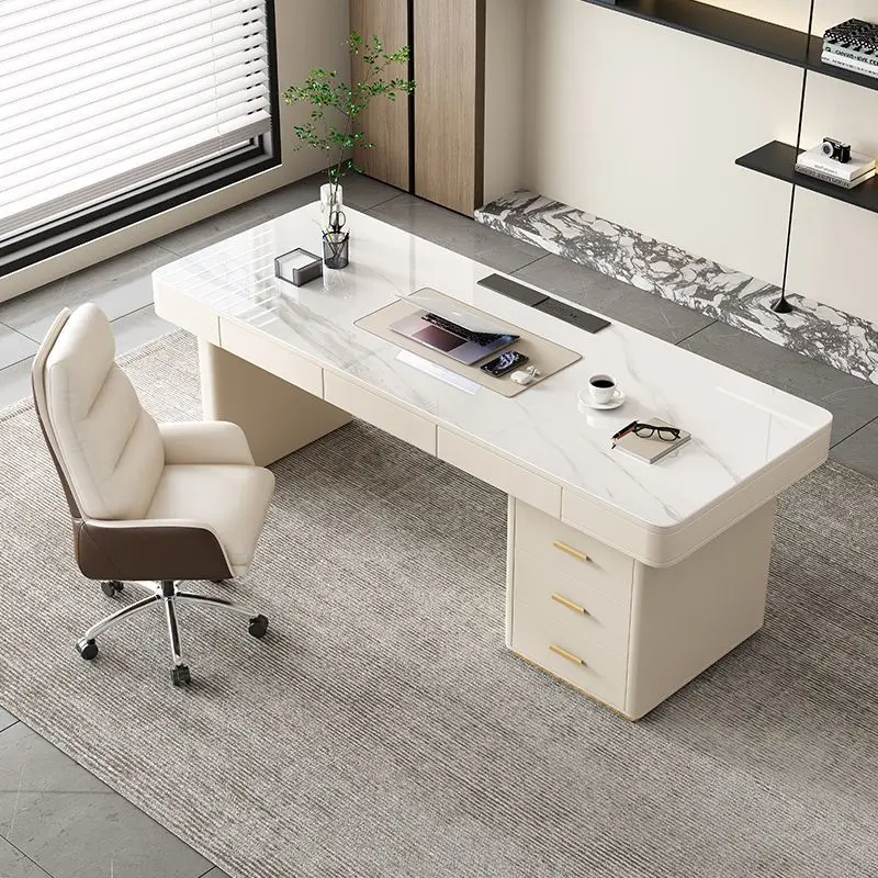 Italian Minimalist Office Desks Modern Designer Rock Slab Study Executive Computer Desk Writing Desk Commercial Furniture FYOD