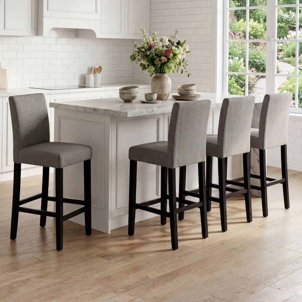 

Counter Height Bar Stools Set of 4, 24.8 Inch holstered Fabric Barstools, Modern Kitchen Island Chairs with Backrest and Soli