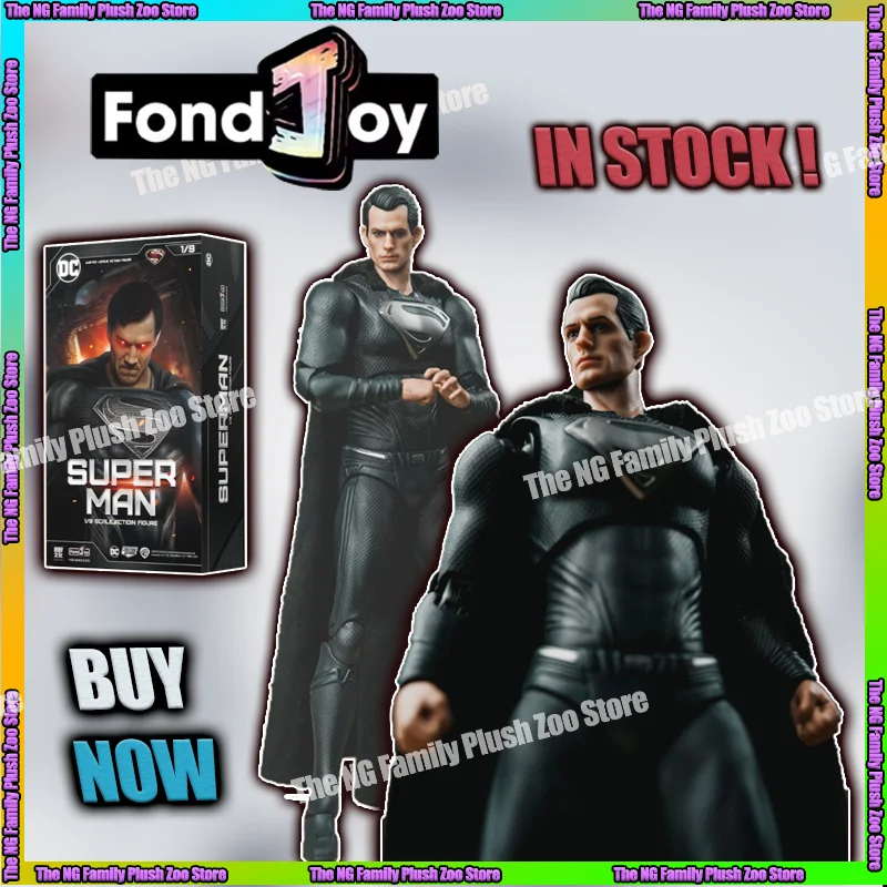 

Original Fondjoy Black Superman Action Figure DC Justice League Anime Model Statue PVC Movable Collection Comic Gifts Kids Toys