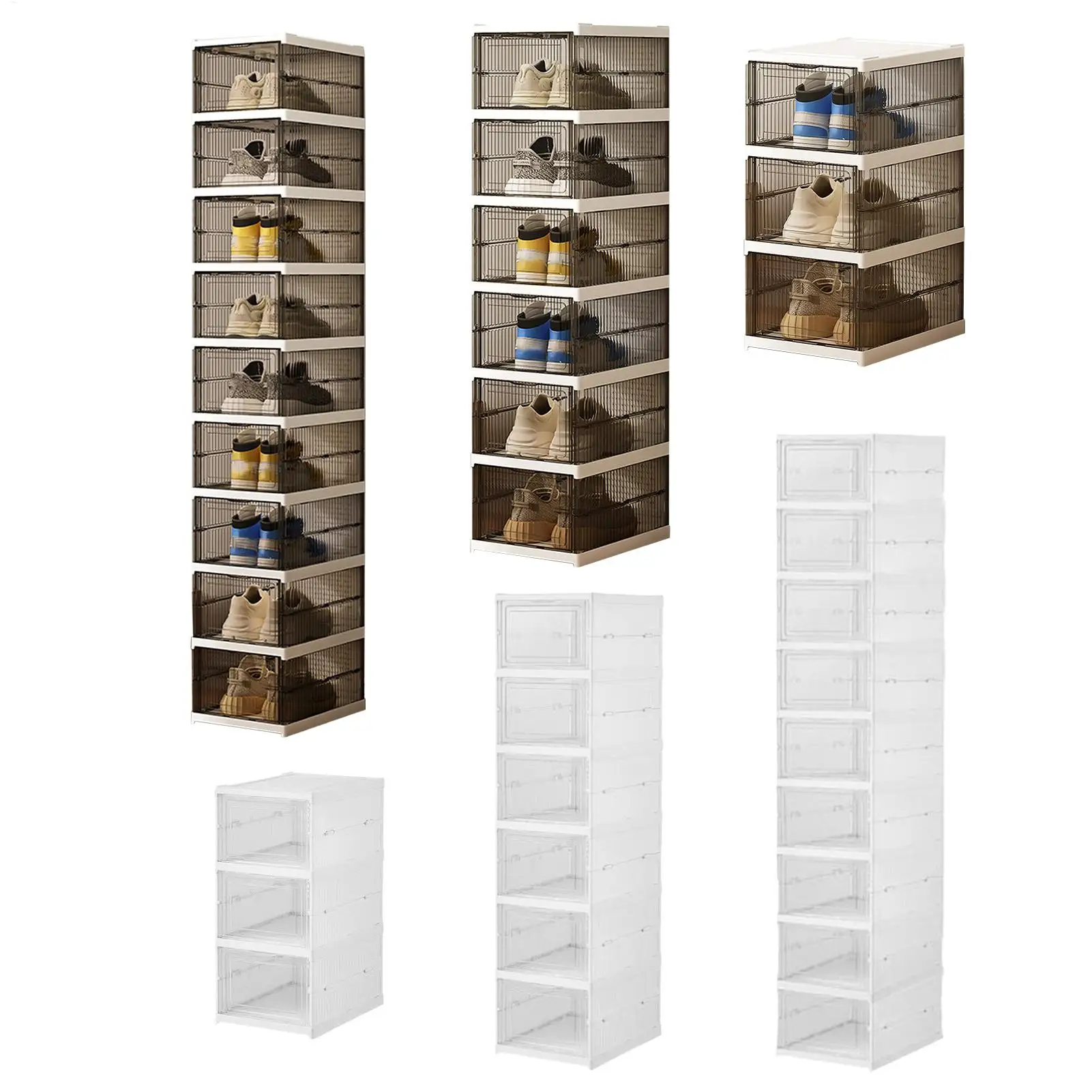 

Shoe Storage Rack Foldable Space-Saving Shoe Rack Foldable Clear Stackable Box For Bedroom Hallway Home Dormitory Boot Workplace