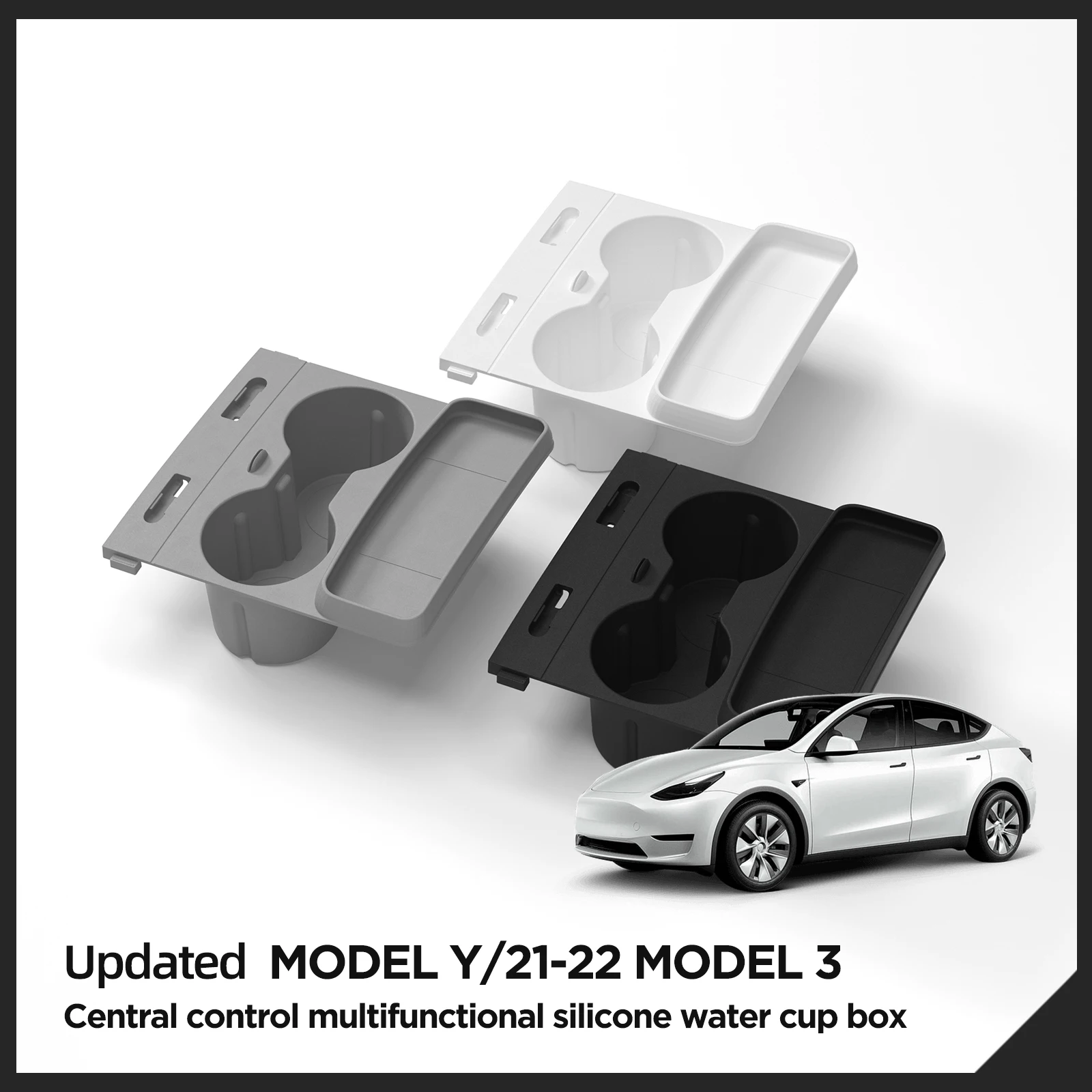 For Tesla Model Y Multifunctional Water Cup Holder Central Control Storage Box Model3 Drinks Holder Storage Tray Car Accessories