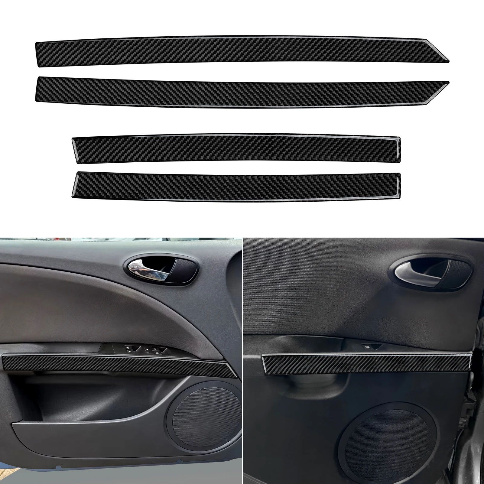 For SEAT Leon (2006-2012) Side Door Trim Strip. Carbon Fiber Interior Sticker. Car Center Console CD Air Outlet Protect Panel. view 6