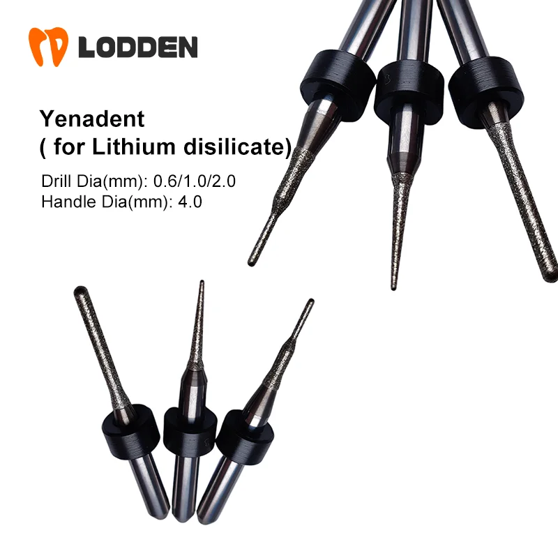 Yenadent Dental Milling Burs for Dental Lithium Disilicate Grinding 1pcs Drill Coating D4-D0.6/1.0/2.0mm Dental Grinding Drill