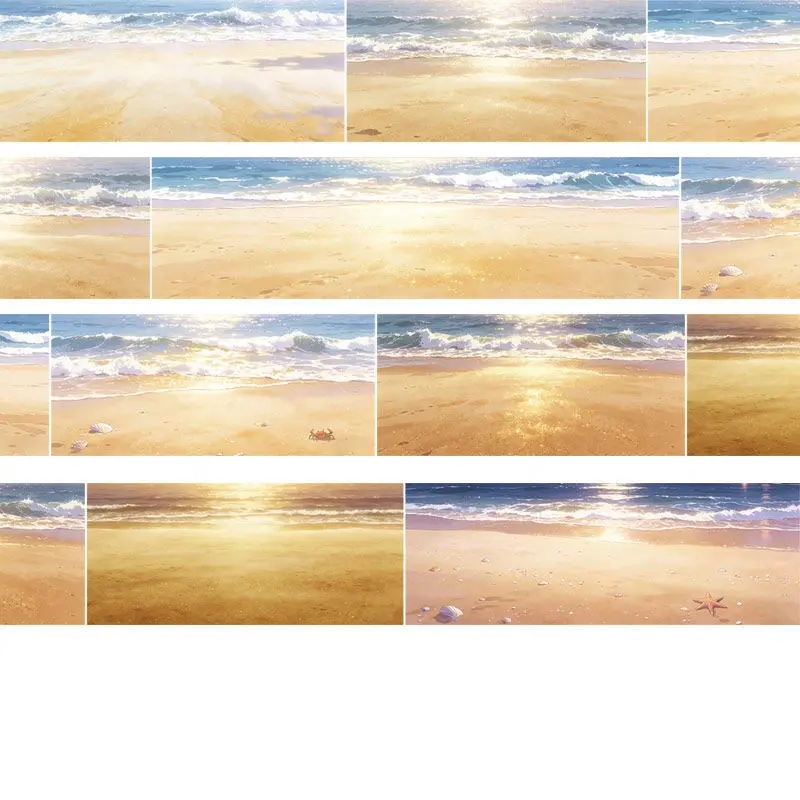 Homemade Beach Washi PET Basic Seaside Beach Landscaping Hand Account Tape Guka Decorative Collage Primer Tape