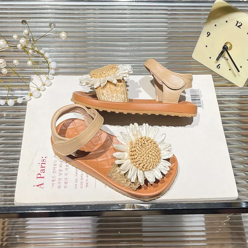 Zapatos de girasol para niñas, Sandalias planas para niños, Sandalias elegantes para caminar en verano 2025, Sandalias suaves para vestir