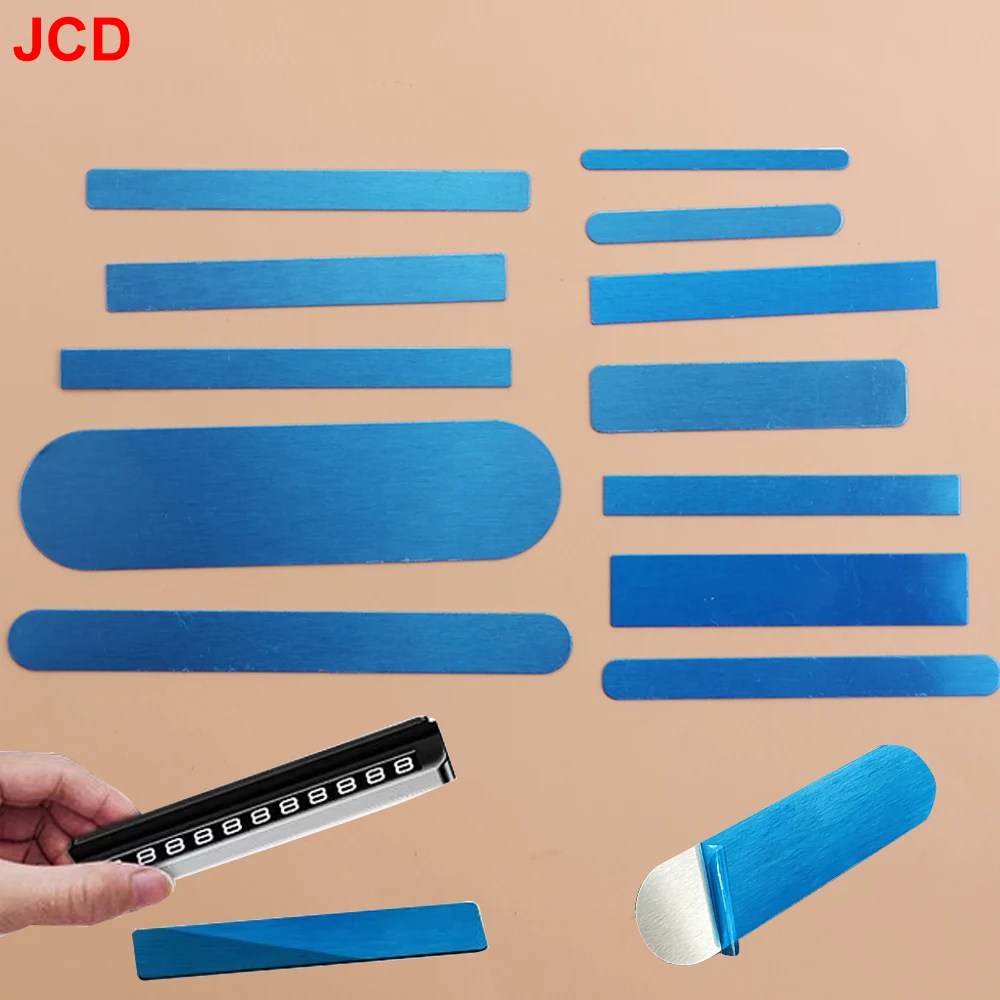 JCD 5pcs Self Adhesive Fixed Magnetic Patch Tape Stainless Steel Sheet Temporary Parking Sign Strong Adhesive Magnet