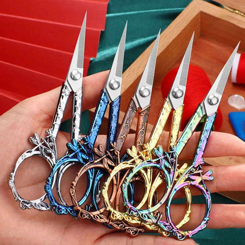 Antique Stainless Steel Tailor\'S Scissors Dragonfly Cross Stitch Scissors Thread Embroidery Scissor Handicraft Sewing Tools