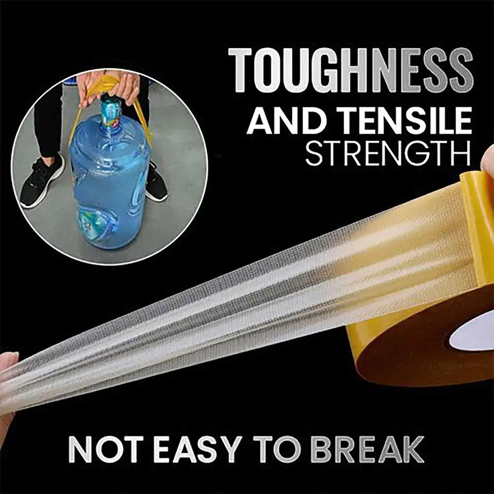 1pc Strong Double Sided Cloth Base Tape Translucent Mesh Waterproof Super Fixation Traceless High Viscosity Carpet Adhesive