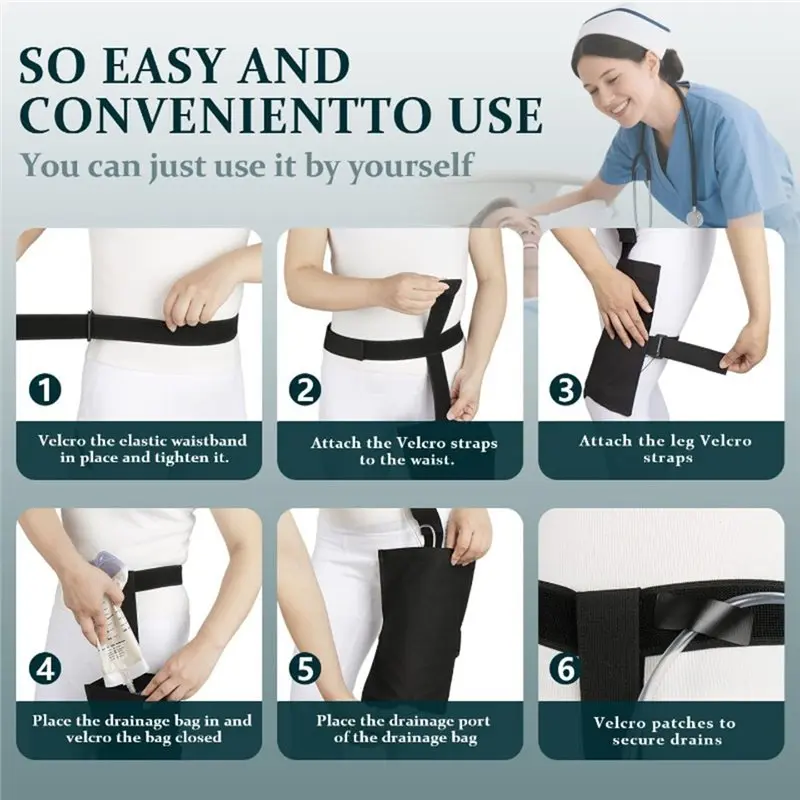 A27U Upgraded Catheter Urine Leg Bag Holder Fixed Storage Pouch 1Pcs Urinary Drainage Bag External Bladder Ostomy Collection