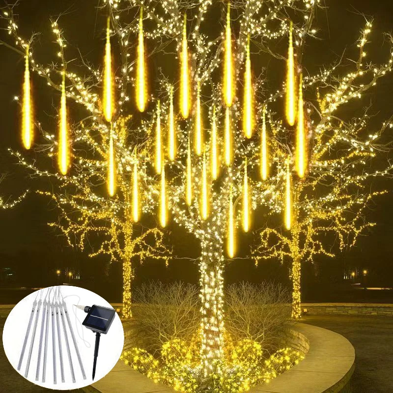 

Solar Meteor Shower Rain String Light Garden Light 8 Tubes Christmas Tree Holiday Party Wedding Decoration 30/50cm Holiday Light