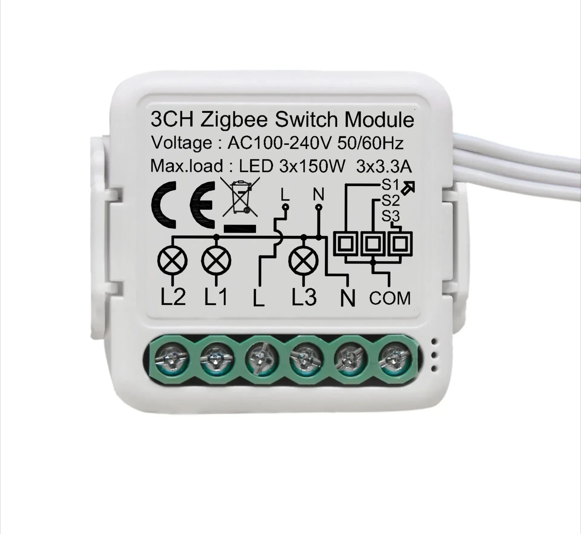 breaker 3-way dual control, switch module APP control, mini modification LED 3x150W 3x3.3A-Buckle -Three Open Double Control