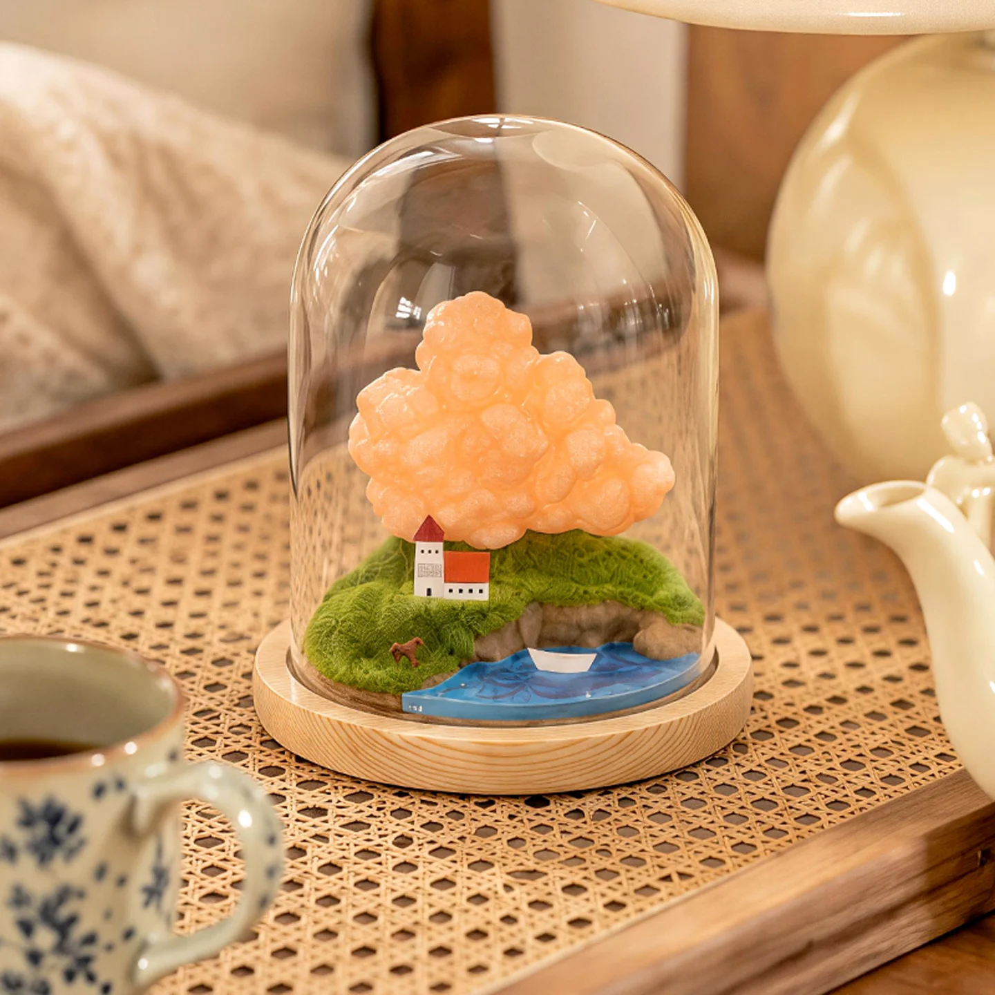 UV Color-Changing Clouds Glass Decor Bottle Christmas Art Landscape Bottle for Home Living Room Decor Birthday Gift for Women