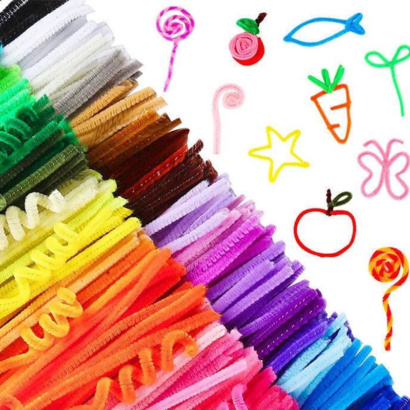 100pcs Chenille Stems Twist Bar Anvil Wire Craft Pipe Toys Diy Strips Creative Hobby Children Plush Stick Chenille Sticks