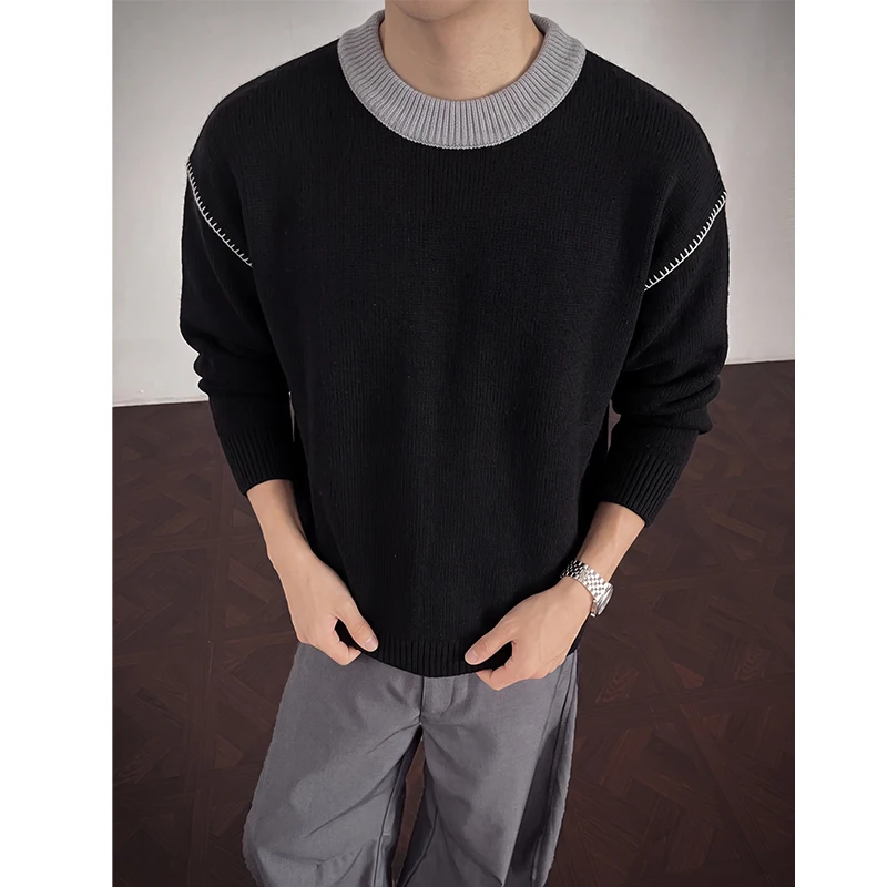 Winter Sweater Men Warm Black Casual Knitted Pullover Men Streetwear Korean Loose Long Sleeved Sweater Mens Jumper Clothes