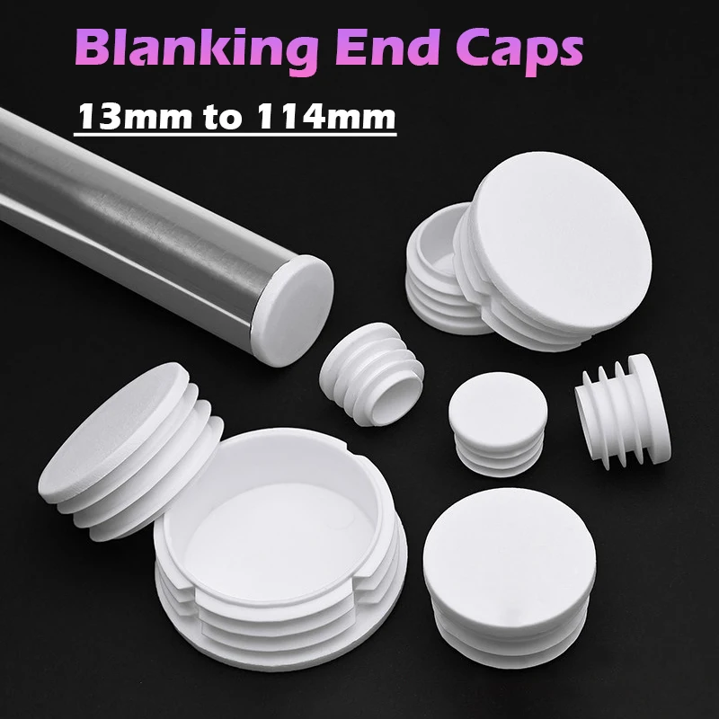 16mm 19mm 20mm 22mm 25mm~114mm White Round Plastic Blanking End Cap Caps Tube Pipe Inserts Plug Bungs Dust Cover Furniture Parts
