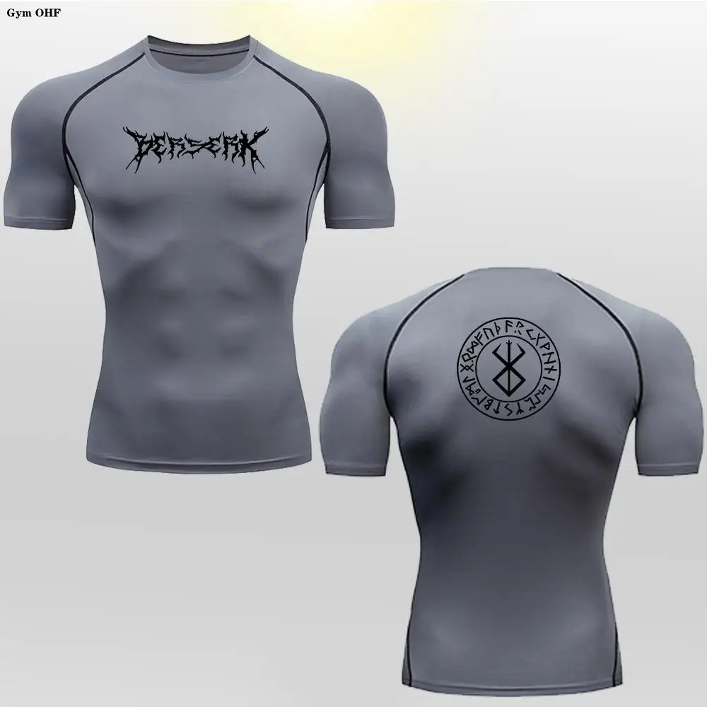 Fitness Sport T-shirty z motywem koszulka kompresyjna z motywem Anime szybkoschnąca koszulka trening gimnastyczny oddychający Top Rashgard MMA