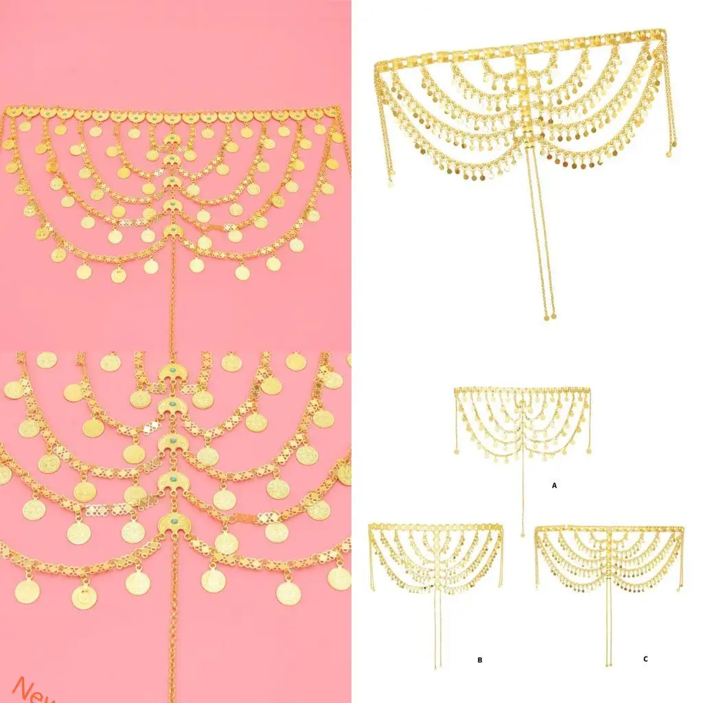 

Arabic Coin Head Chain Headdress For Sensitive Skin In Daily Activity LXAD