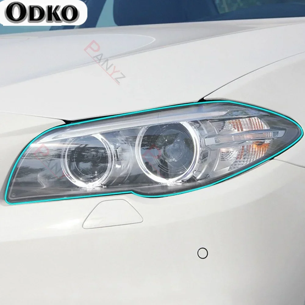 2 Pcs For BMW 5 Series GT F07 F10 F11 G30 G31 Car Headlight Protective Film Headlamp Transparent Black TTPU Protective
