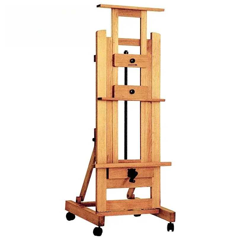 

TJ6060 hickory catalpa easel, single-hand crank lifting display stand