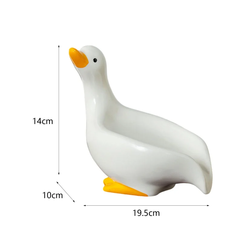 Lamgool Ceramics Soap Dish Vivid Duck Shaped Storage Soap Holder Self Draining Soap Tray for Bath Bathroom Kitchen Shower  ﻿