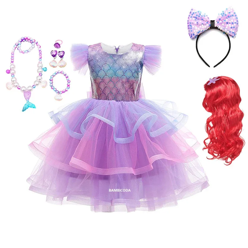 

Little Mermaid Ariel Princess Costume Kids Dress For Girls Cosplay Children Mermaid Dress Carnival Birthday Party Clothes