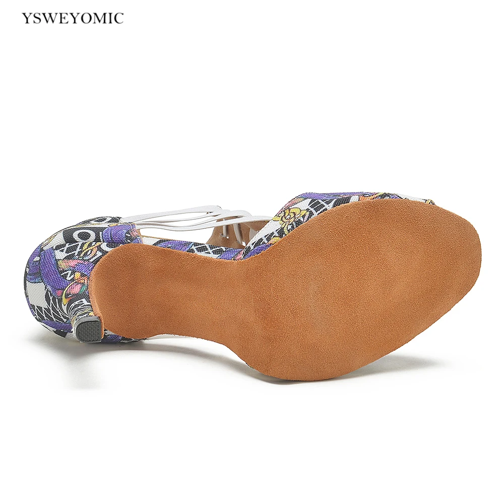 YSWEYOMIC Africa Latin Salsa Dance Shoes Customized Heels Printing logo As free Team Order Latin Dance Shoes For Party