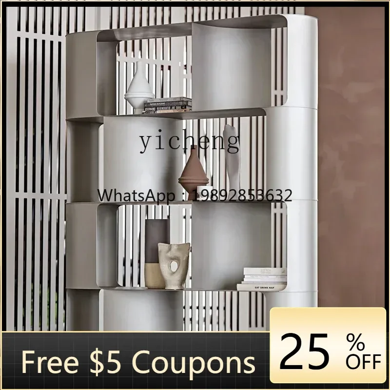 

1 Display Cabinet Light Luxury Metal Shelf Stainless Steel Bookshelf Modern Bookcase Floor