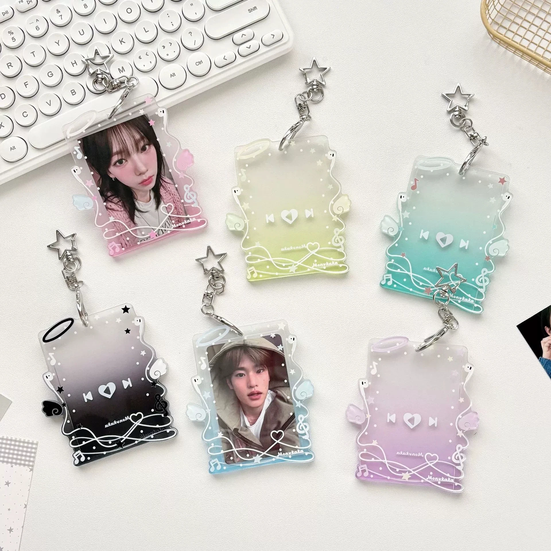 Cute Star 3-inch Kpop Photocard Holder Idol Photo Holder Protective Sleeves & ID Card Storage Display Bag