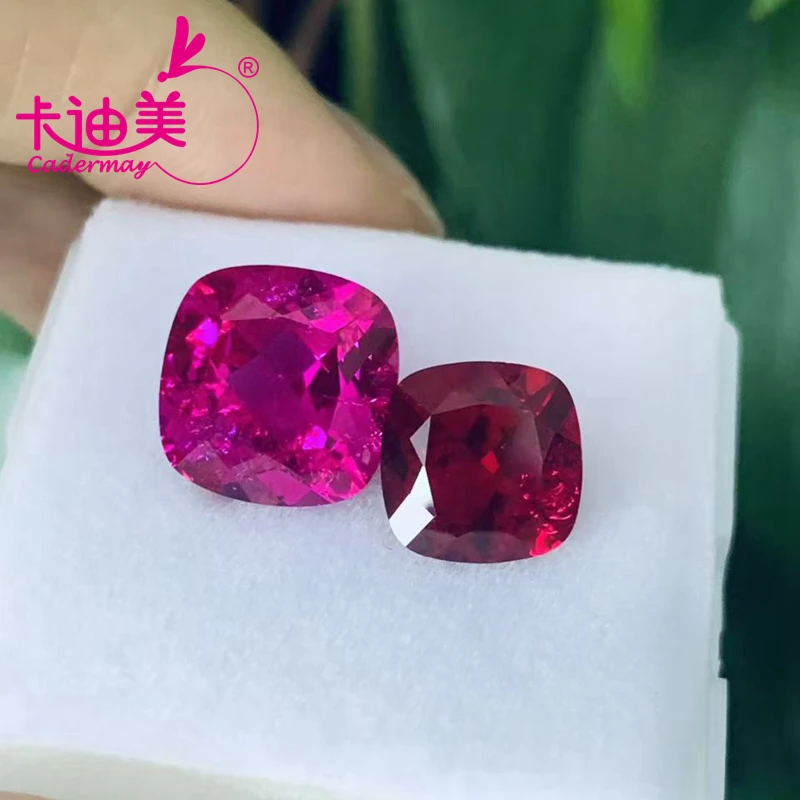 

CADERMA Rose Pink Ruby Lab Grown Pink Sapphire Loose Stone With Inclusions Cushion Shape AGL Certificate Fine Jewelry Making DIY