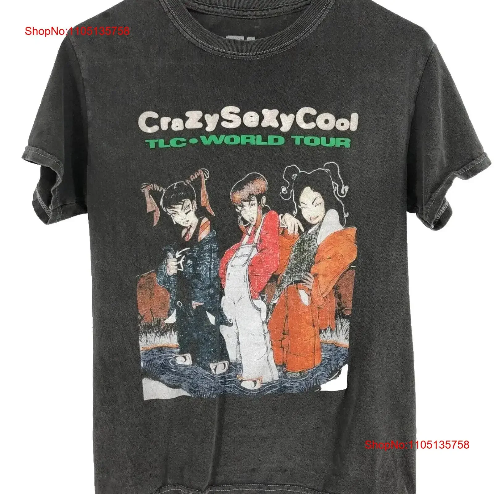 

TLC Crazy Sexy Cool World Tour Black T Shirt Full Size S 5XL vintage Washed graphic Top For Everyday Wear Comfortable Unisex
