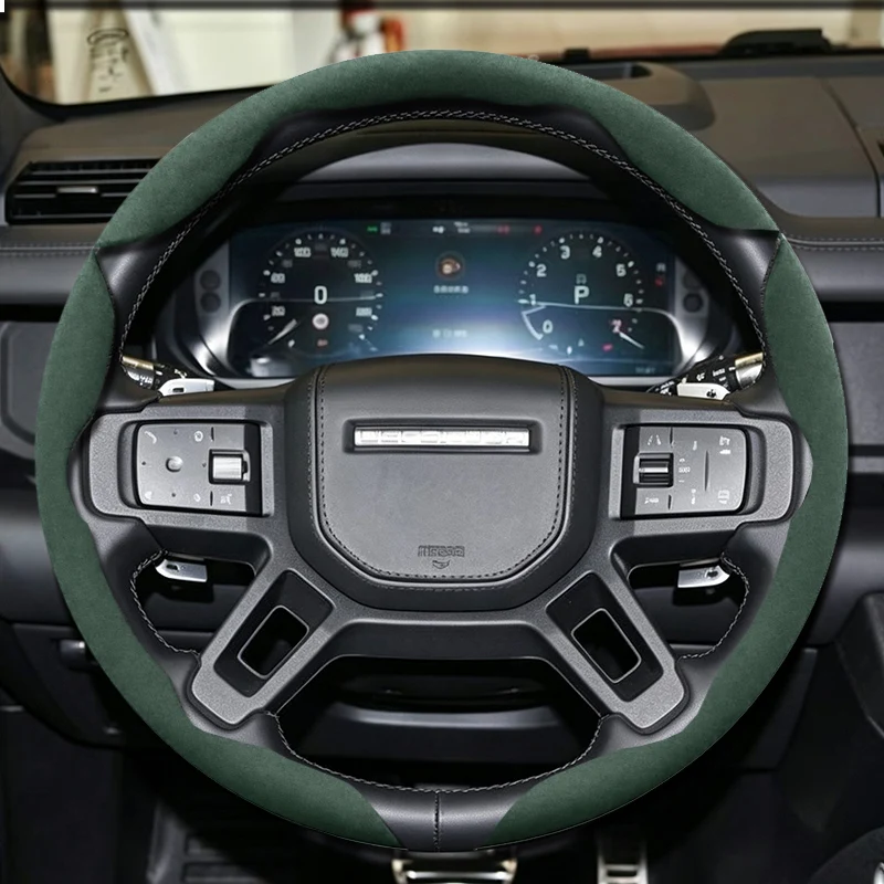 Steering Wheel Cover Suitable for Land Rover Premium Suede Snap‑On Anti‑Slip Durable Discovery Defender