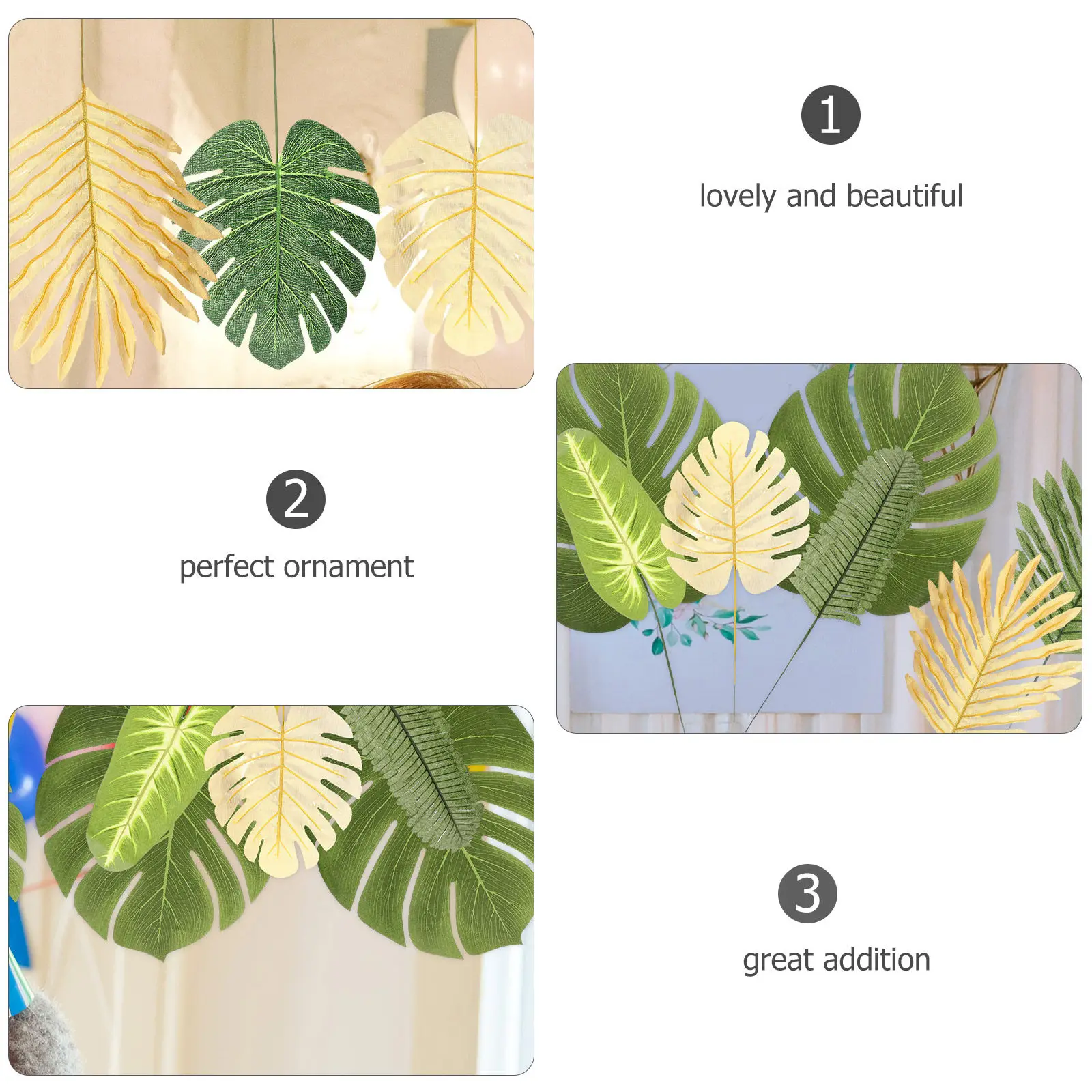 

Набор из 66 искусственных тропических листьев монстеры и пальмы, многоразовые искусственные листья для декора вечеринок, пляжа, дома, ваз, поделок