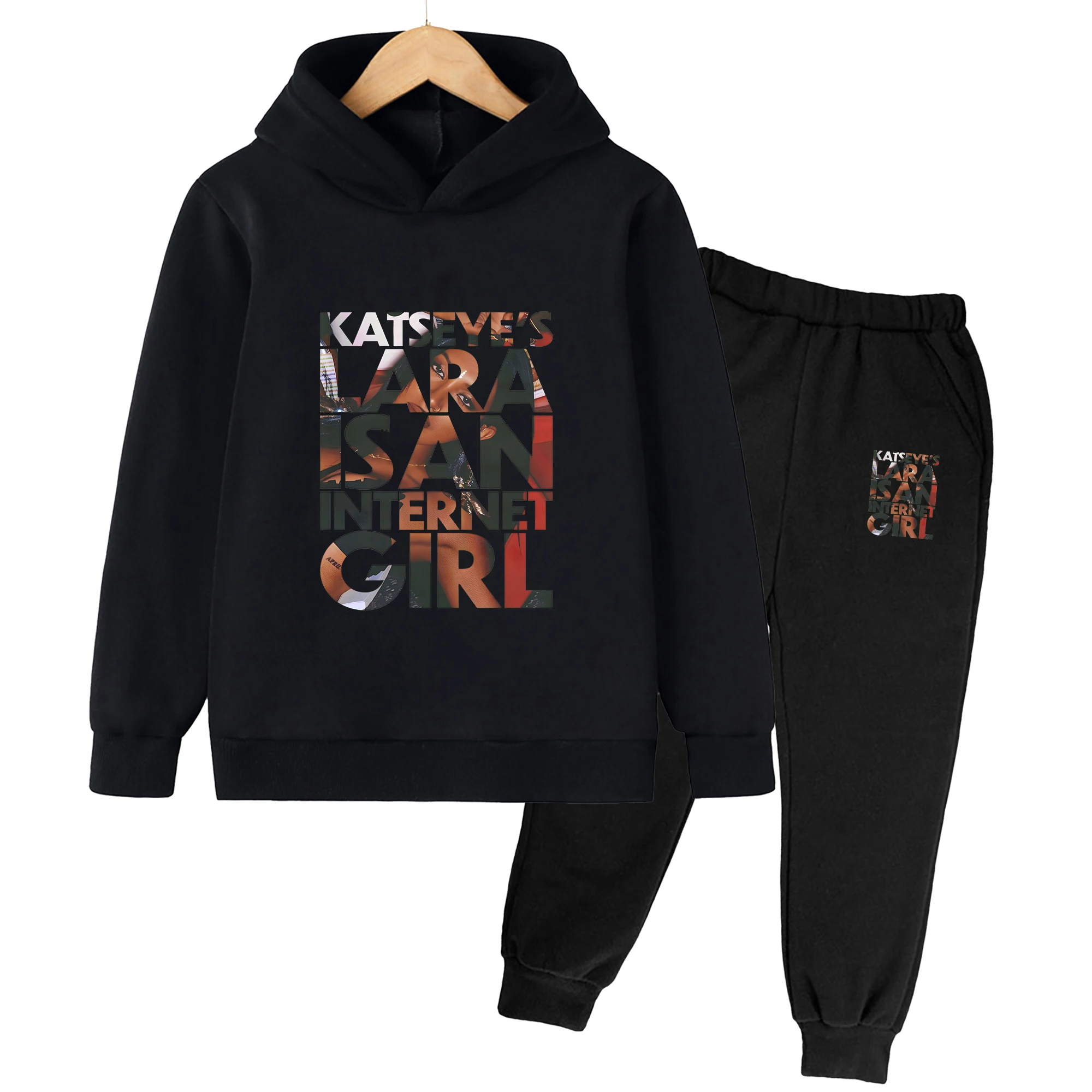 Girls Fleece Hoodie Pants Set Katseye Korean Style Gothic Y2k Gnarly Merch Fans Sweatpants For 3-14Y Kids Girls Cute