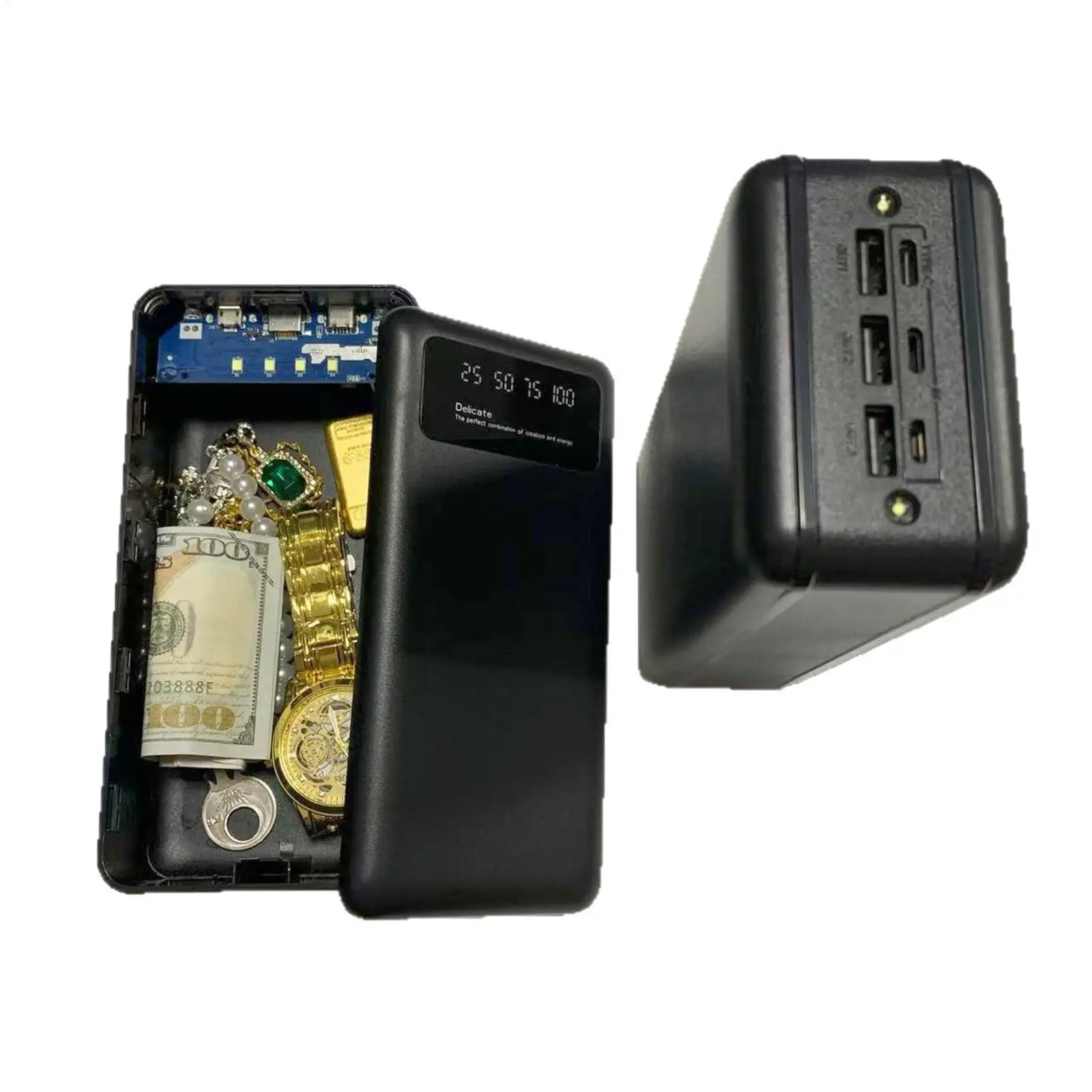 مقصورة إخفاء على شكل بنك طاقة آمنة محمولة آمنة ومحمولة للمفاتيح وحاوية تخزين المجوهرات والأشياء الثمينة والنقدية