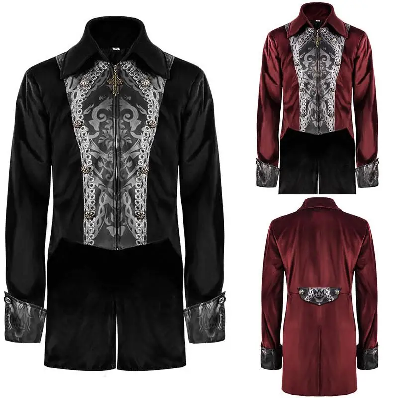 

New Halloween Tailcoat Medieval Retro Long Punk Men's Coat Vintage Style Formal Wear for Men Quality Material Elegant Design