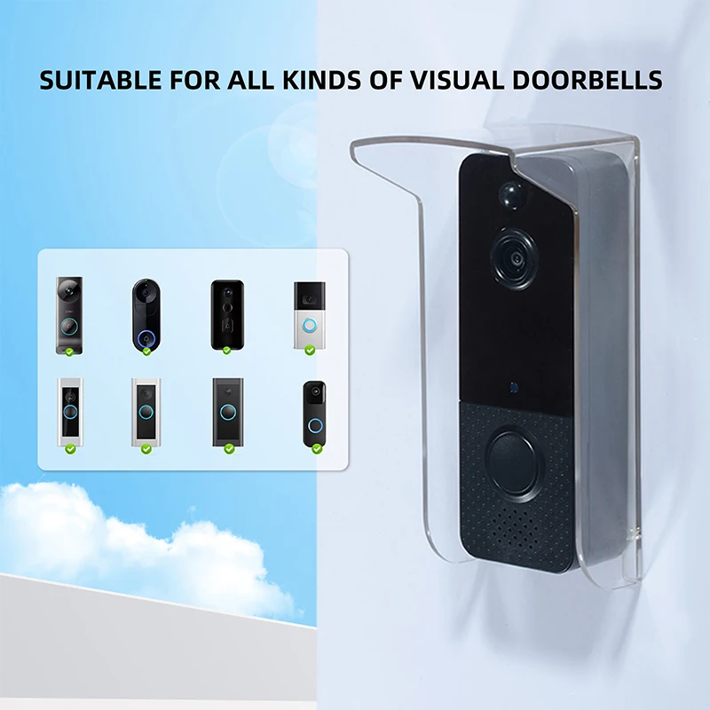 PC Transparent Plastic Doorbell Protector Cover,Camera Doorbell Cover,Doorbell Rain Cover Weatherproof Compatible for Blink/Ring