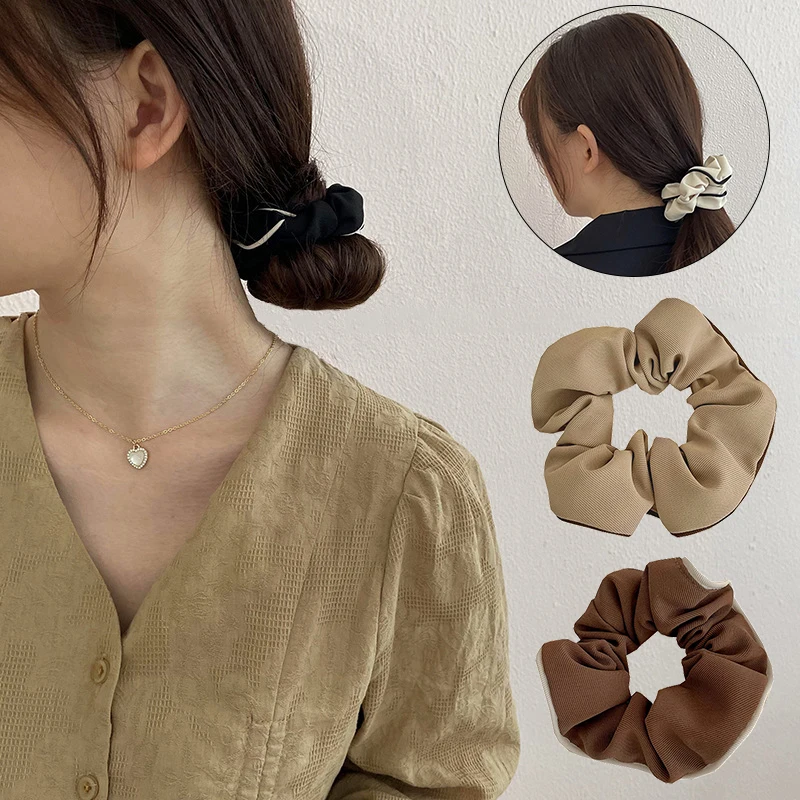 Coreano Temperamento Cabelo Scrunchies para Mulheres, Faixa De Cabelo Simples, Titular De Rabo De Cavalo, Faixas De Borracha, Laços Acessórios para