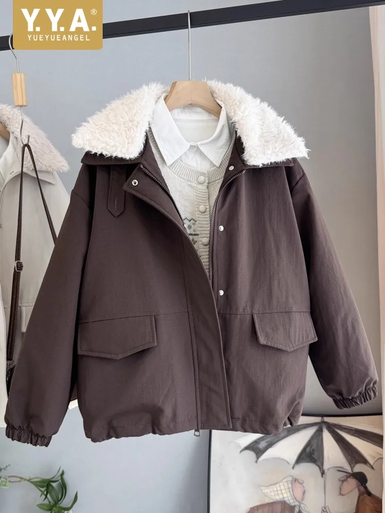 

Женские зимние повседневные теплые стеганые парки с воротником из искусственного меха, свободное пальто, уличная одежда, плотная верхняя одежда, пальто, куртки для девочек-подростков