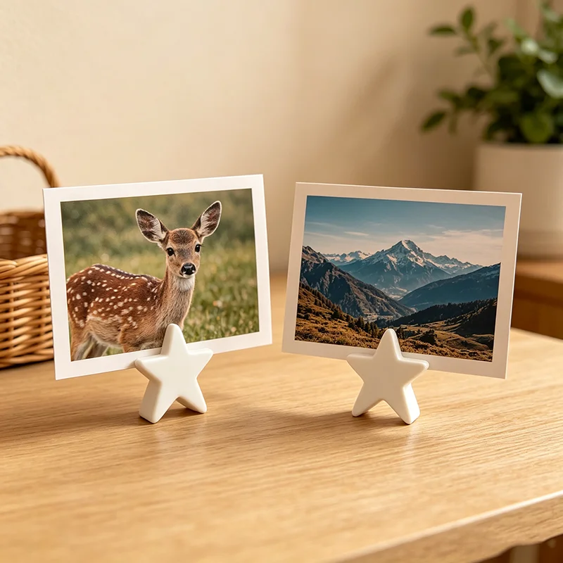 3D Printed Three-Dimensional Five-Pointed Star Photo Album Stand for Wedding Albums, Creative, Stylish, Beautiful, and Multifunctional Storage and Display, Can Hold Two Photos, Suitable for Home Bedroom Desktop Decoration