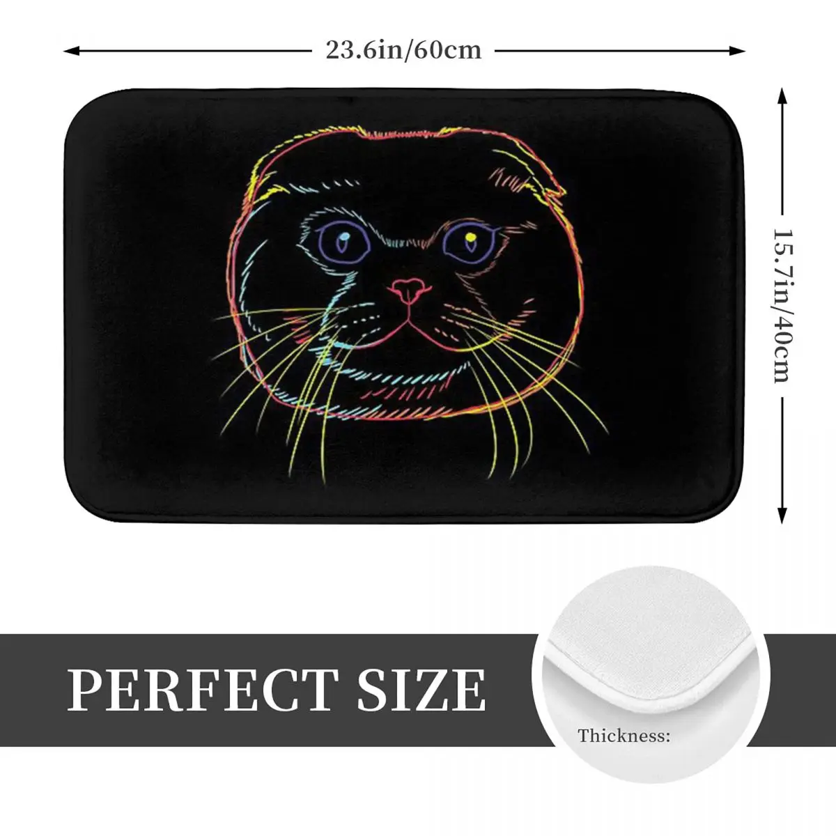 Splash Scottish Fold Cat Doormat Anti-skid Super Absorbent Bath Mats Home Entrance Rugs Kitchen Living Room Carpet Footpad