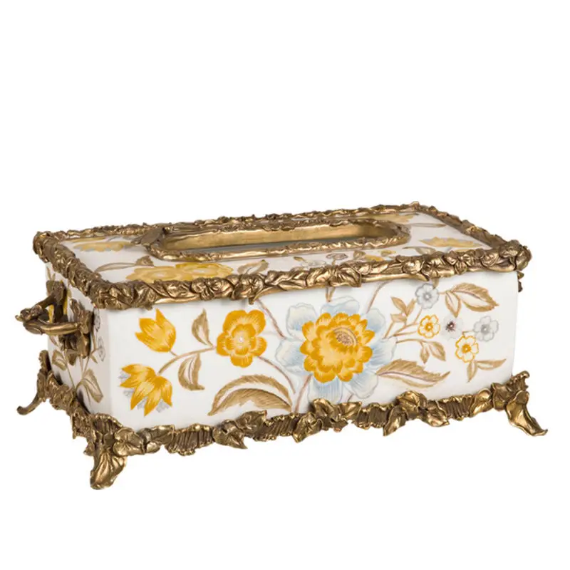 

Tissue Box Ornament Classical Paper Drawing Decorative Crafts Luxury Paper Drawing Ceramic Box
