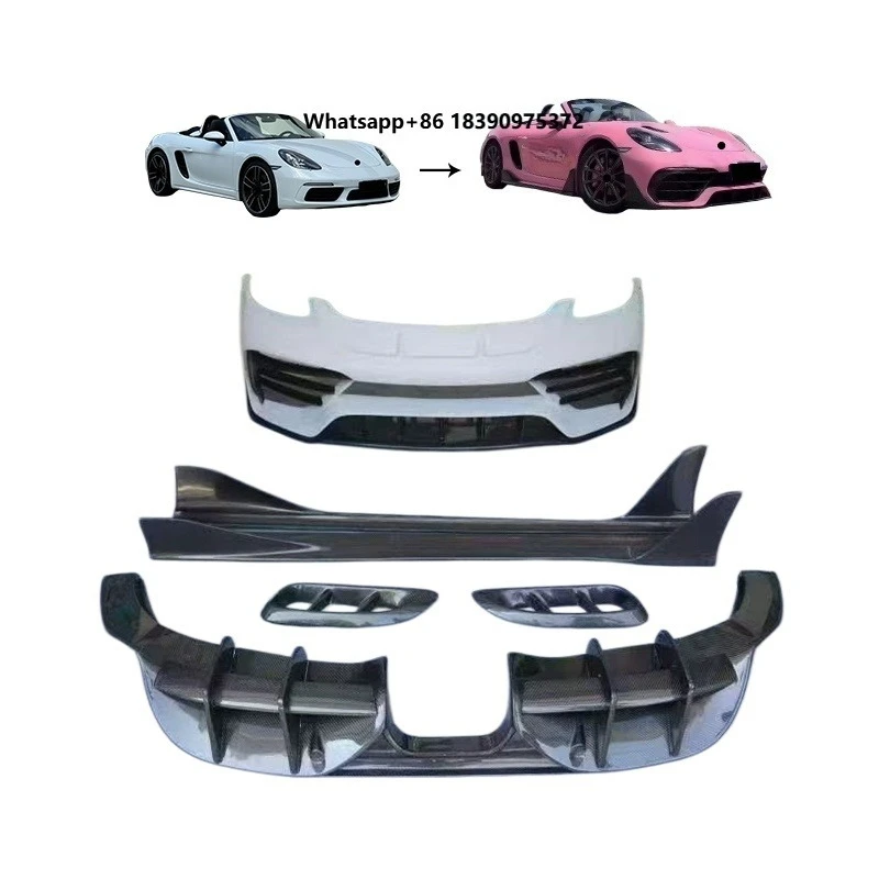 

High Quality Carbon Fiber Conversion Kit for 718 Cayman Boxster 982 2016-2025 Upgrade PD Style Bumper Diffuser Bodykit