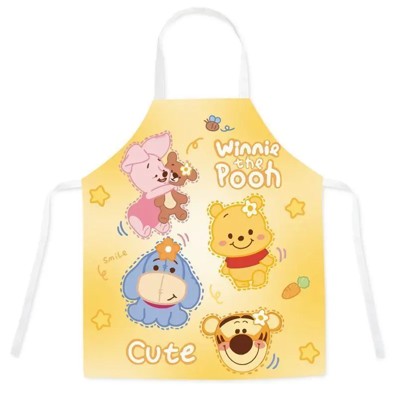 Disney Pooh Bear Cute Home Cartoon Print Baking Shop Anti-oil Stain Thin Sleeveless Halter Apron Kitchen Special Work Clothes