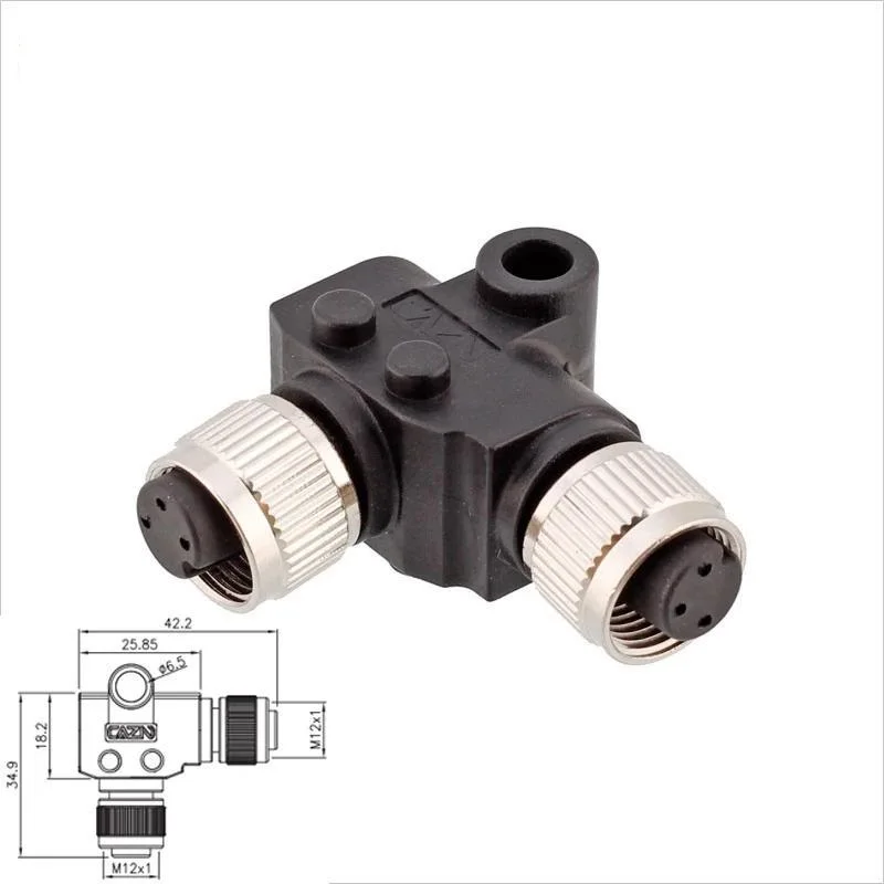 Hot sale M12 I Y adapters plug connector 2 3 4 5 6 8 12pin pole female male M12 circular connector NMEA 2000 Actuator Connectors