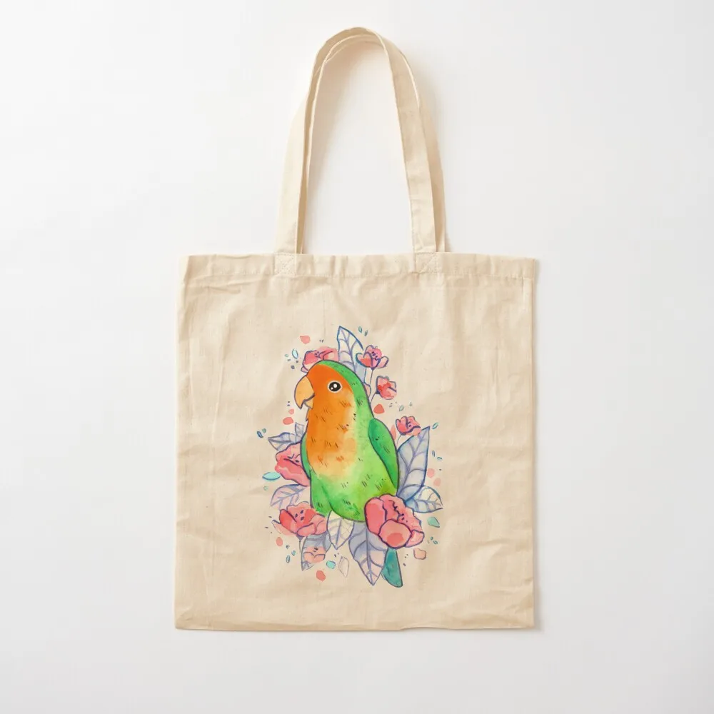 

Цветочная большая сумка Lovebird, женская портативная сумка для покупок, отличная холщовая сумка-тоут
