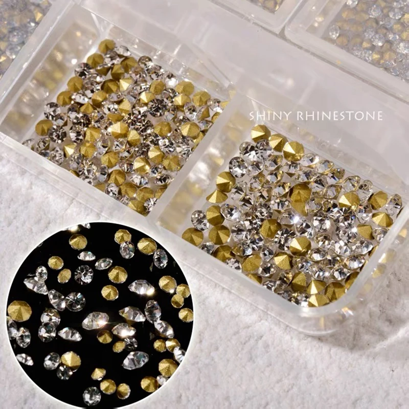 Mix Size Nail Art Rhinestone Shiny Clear Czech AB Crystal Pointed Bottom Glass Strass Stone For 3D Nails Decoration